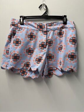 Crown & Ivy Light Blue Shorts with Coral and Navy Floral Motif Size 8